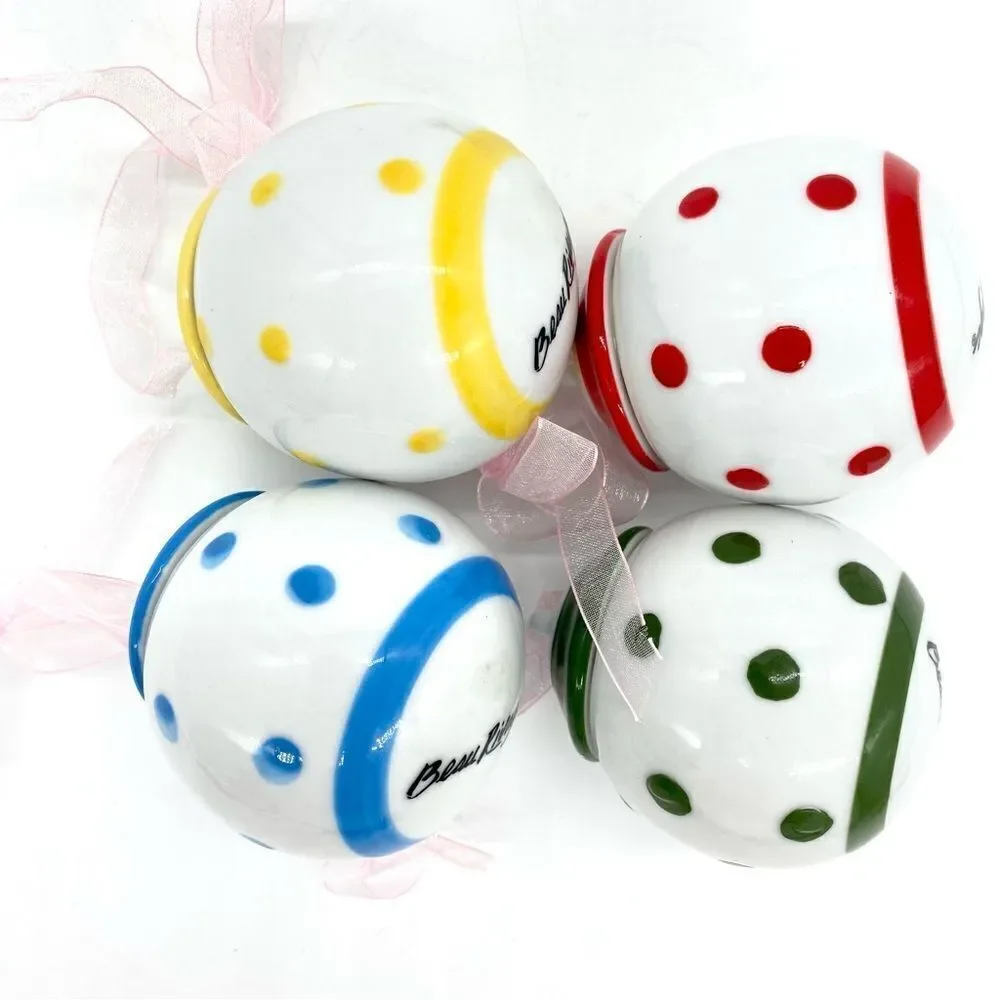 Vintage Beau Rivage Polka Dot Primary Colors Christmas Ornaments